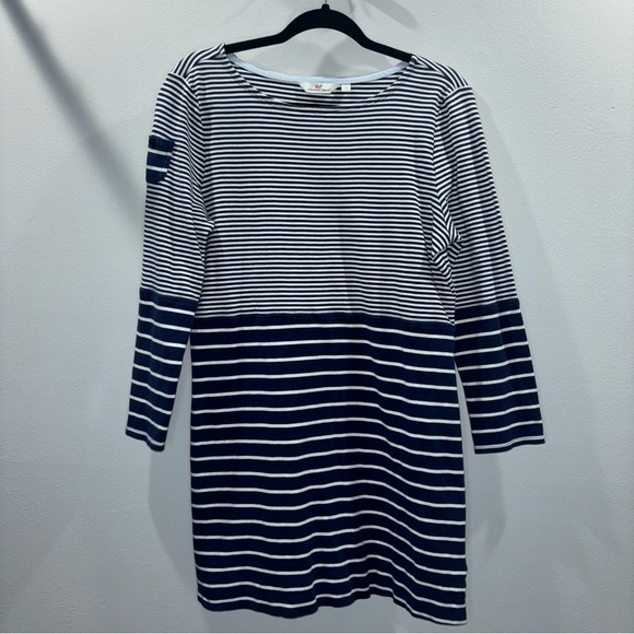 Vineyard Vines Navy White Stripe Cotton Nautical Dress Size Large - Picture 2 of 11